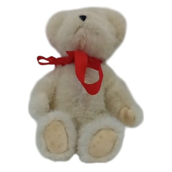 Vintage Boyd's Bears White Teddy Bear 8" High with Red Ribbon 2003 - Picture 2 of 6